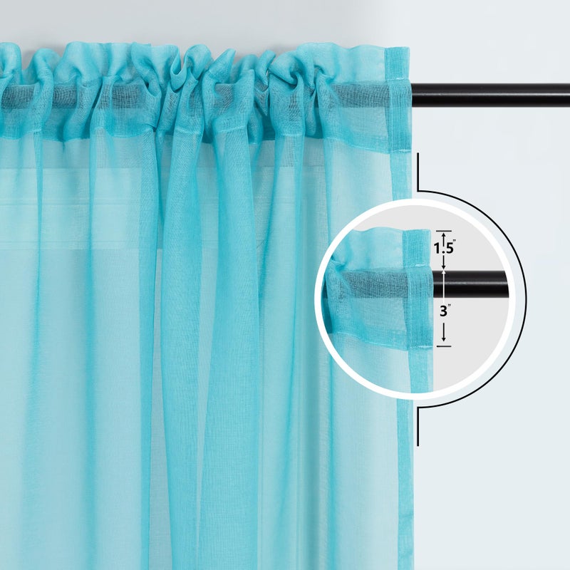 KOUFALL Lavender Purple and Teal Curtains for Kids Girls Bedroom, Mermaid Room Decor, Ombre Sheer Curtains for Nursery Girls Room, Wide 52 x 63 Inch Length, 2 Panels Set - Image 5